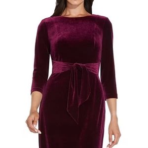 Sz. 16 Adrianna Papell Velvet Sheath Dress in Burgundy